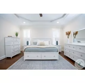 Coastal Point Fresh White and Soft Grey Glaze 7 Drawer Dresser