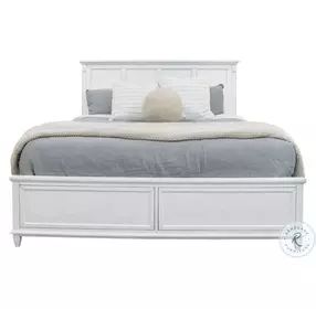 Coastal Point Fresh White Finish and Soft Grey Glaze Queen Panel Bed