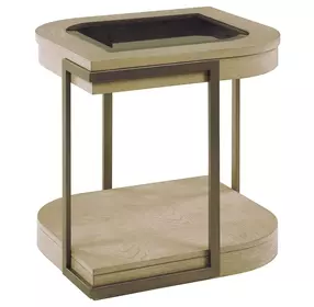 Rio Vista Muted Earth Tones and Clay Oval Glass Top End Table