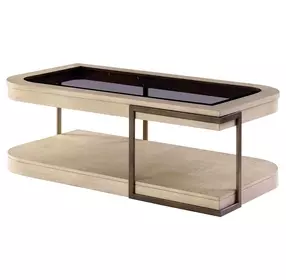 Rio Vista Muted Earth Tones and Clay Oval Glass Top Coffee Table