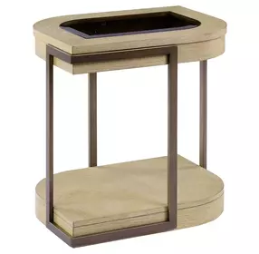 Rio Vista Muted Earth Tones and Clay Oval Glass Top Chairside Table