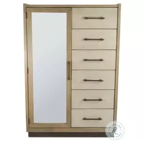 Vista Verde Muted Earth Tones and Clay Woven 1 Mirrored Door Chest