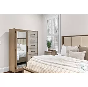 Vista Verde Muted Earth Tones and Clay Woven 1 Mirrored Door Chest