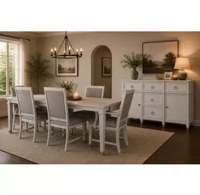 Point Breeze Fresh White and Soft Gray Glaze 2 Door Credenza