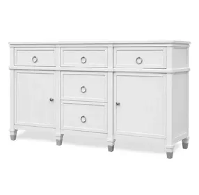 Point Breeze Fresh White and Soft Gray Glaze 2 Door Credenza