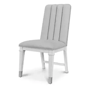 Point Breeze Gray Performance Fabric Upholstered Side Chair with Metal Back Detail Set of 2