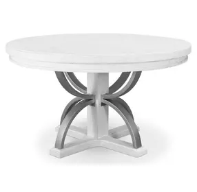 Point Breeze Fresh White and Soft Gray Glaze Extendable Oval Dining Room Set