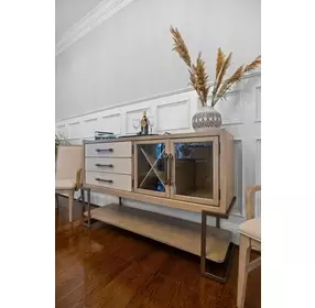 Rio Vista Muted Earth Tones and Clay 2 Door Credenza with Reversible Panels
