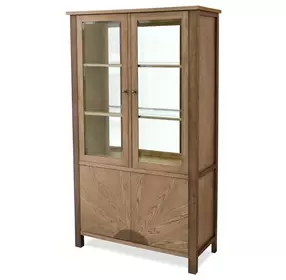 Sun Haven Oak and Walnut 4 Door Curio Cabinet with LED