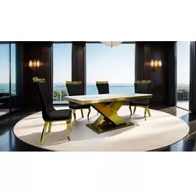 Palazzo Gold 79" Rectangular Dining Table