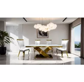Palazzo White and Gold Side Chair Set of 2