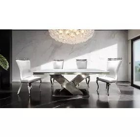 Palazzo White and Silver Side Chair Set of 2