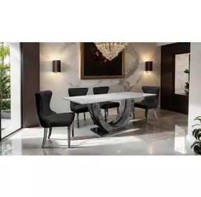 Portanova Black and Silver Side Chair Set of 2