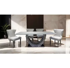 Portanova White and Silver Side Chair Set of 2