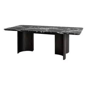 Selsey Black 78" Rectangular Marble Top Dining Room Set