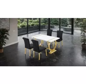 Holstebro Black and Gold Upholstered Side Chair Set of 2