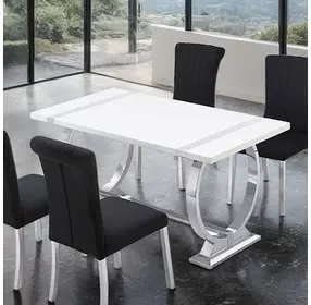 Holstebro Silver and White 60" Rectangular Dining Room Set