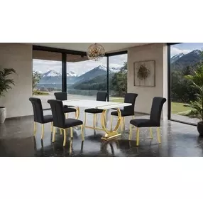 Holbaek Gold and White 80" Rectangular Dining Table