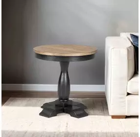 Neue Mills Weathered Black and Brown Round End Table