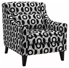 Viviani Black and White Upholstered Accent Chair with Pillow