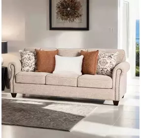 Buckhurst Taupe Living Room Set with Nailhead Trim