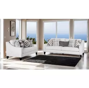 Turnham White Upholstered Accent Chair with Pillow