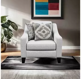 Turnham White Upholstered Accent Chair with Pillow