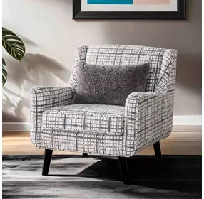Turnham White and Black Upholstered Accent Chair with Pillow