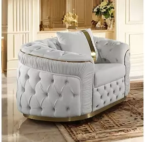 Adelpha Beige Upholstered Lounge Chair with Pillow
