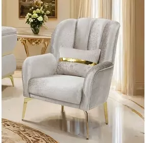 Charlevoix Beige Upholstered Lounge Chair with Pillow