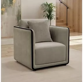Benilde Taupe Upholstered Lounge Chair with Pillow