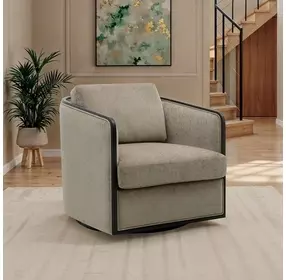 Benilde Taupe Upholstered Swivel Chair