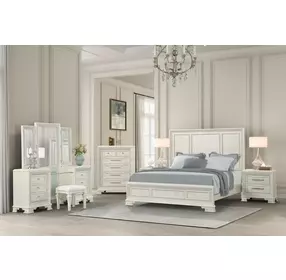 Stella Mia Creamy White Queen Panel Bed