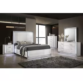 Hazeline White 5 Drawer Chest with LED