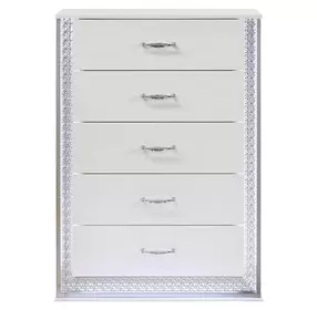 Hazeline White 5 Drawer Chest with LED