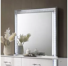 Hazeline White Rectangular Dresser Mirror with LED
