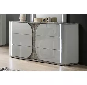 Cleburne Light Gray 6 Drawer Dresser with LED