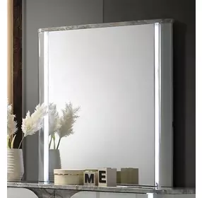 Cleburne Light Gray Rectangular Dresser Mirror with LED