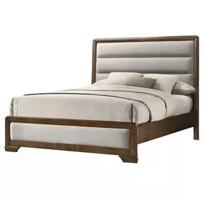 Caerwys Brown and Light Gray Upholstered Panel Bedroom Set
