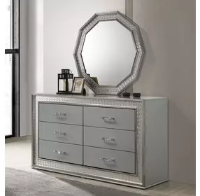 Cassiopeia Metallic Gray 6 Drawer Dresser