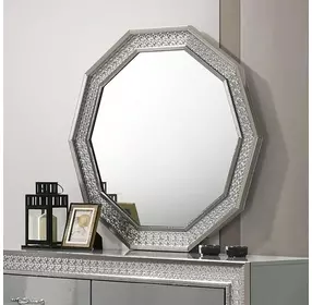 Cassiopeia Metallic Gray Octagonal Dresser Mirror with LED Light