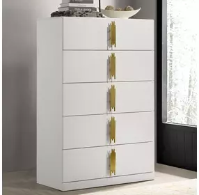 Basildon White and Gold 5 Drawer Chest