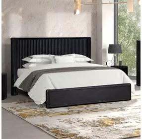 Hildesheim Black 2 Drawer Nightstand with USB Charging and LED