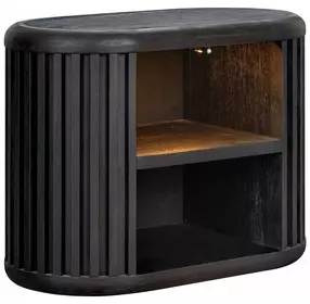 Hildesheim Black Open Nightstand with LED and USB Charging