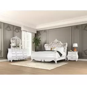 Valentini White King Sleigh Bed