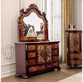 Aquilina Dark Cherry and Oak 8 Drawer Dresser