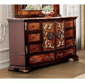 Aquilina Dark Cherry and Oak 8 Drawer Dresser