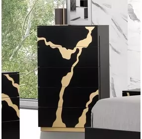 Goldsberg Black and Gold 5 Drawer Chest