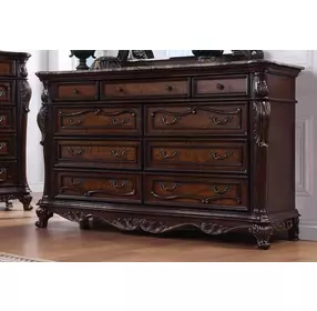 Ventresca Dark Cherry 9 Drawer Dresser