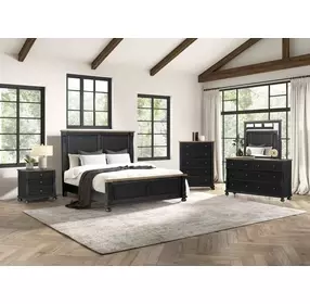 Neue Mills Farmhouse Black and Rustic Oak 5 Drawer Chest